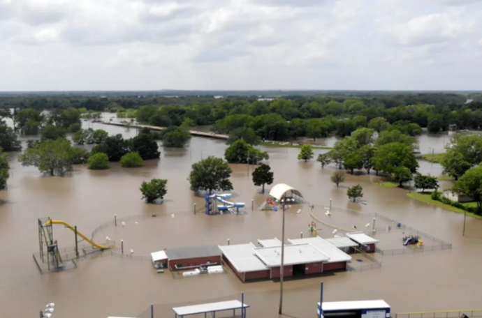 Miami, OK underwater during a large flood in 2019