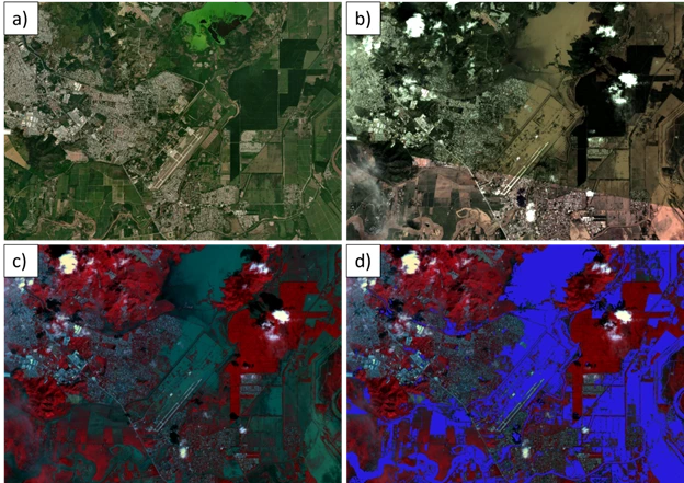 Examples of detecting floods with satellite imagery