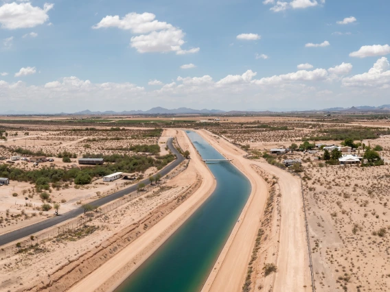 Colorado river water used in irrigation canal in Arizona